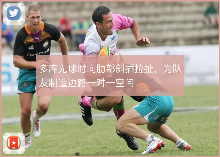 多库无球时向肋部斜插拉扯，为队友制造边路一对一空间